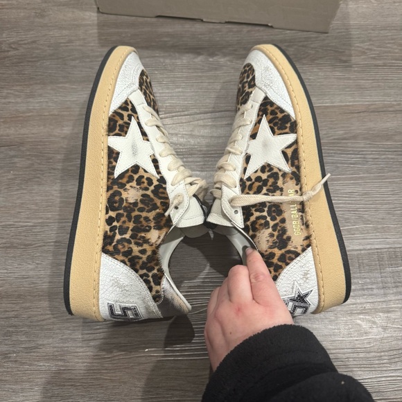 Golden Goose Ballstar Leo Horsy Leather Upper Leopard Print Sneakers - Picture 8 of 16